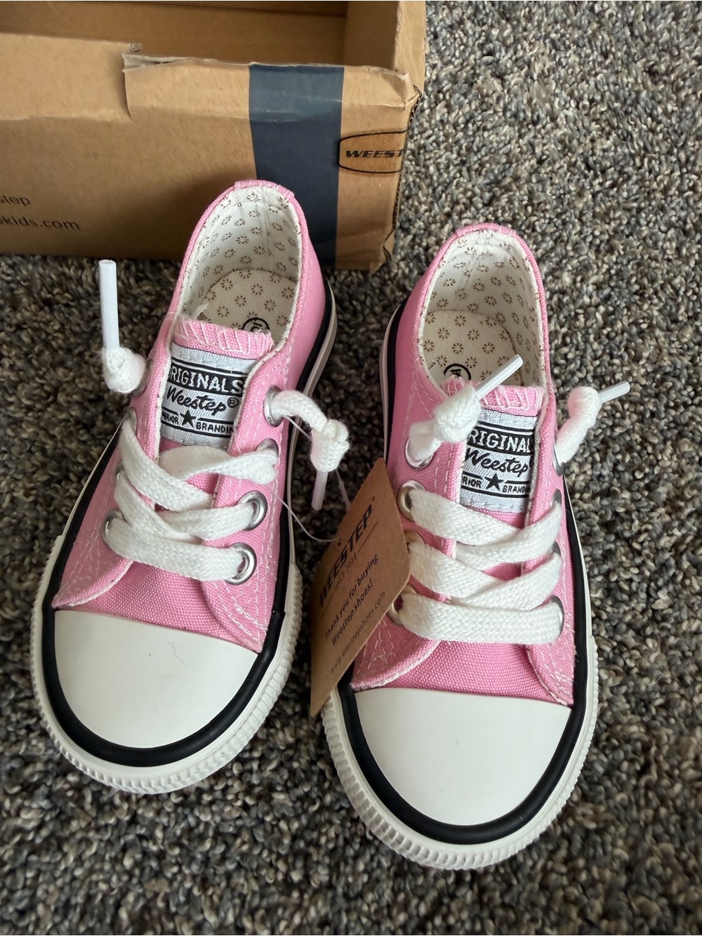 NIB Weestep Toddler Girls Pink Canvas Slip On Sneakers Size 6
